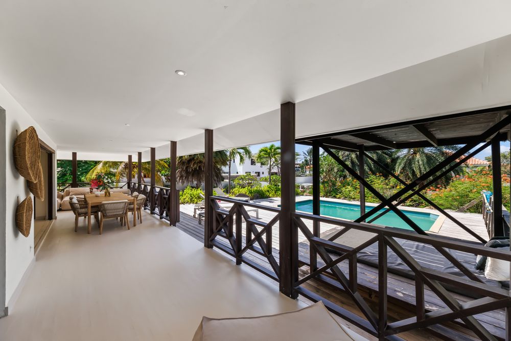 The long veranda along the pool